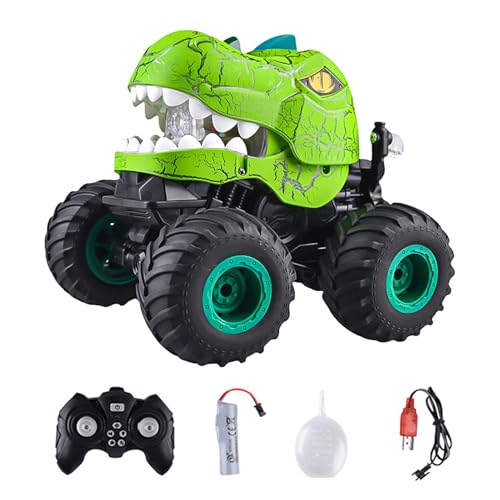 kiskick 2,4 GHz Fernbedienung Dinosaurier Auto Spielzeug Jungen Geburtstagsgeschenkideen Spielzeug für Kinder, beleuchtetes Sprühen Dino Truck 360 Grad drehbar RC Stunt Auto Crawler Fahrzeug von kiskick