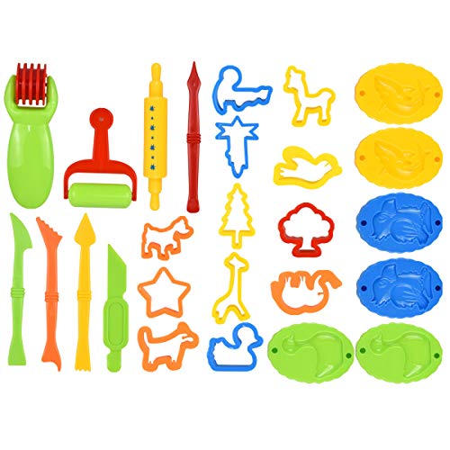 kissral 26pcs Knete Zubehör Playdoh Knete Sets Mädchen Jungen Plastilin-Werkzeug Plastikmesser und Gabel Knetwerkzeug Kinder Playdoh Geschenke für Kinder Geeignet für zu Hause Oder in der Schule von kissral