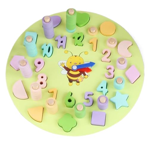 All-in-1-Lernuhr Für Kinder Mit Passendem Brettdesign, Lernuhr Aus Holz, Stabiles Zahlenlabyrinth, Dekorative Lernaktivitäten 29,5 X 29,5 X 2 Cm Für Pädagogisches Lernen Für Kinder, Farbe Grün, Blau von kivrimlarv