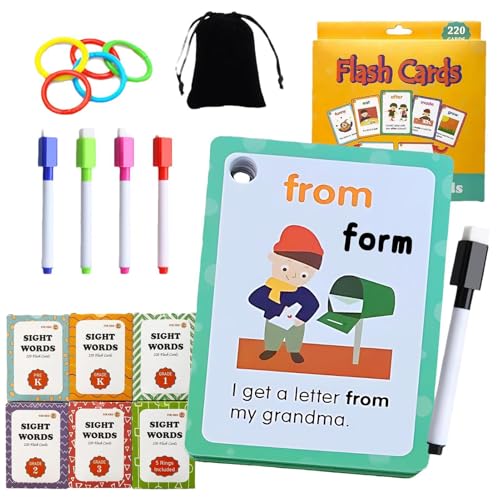 Educational Vocabulary Flash Cards, English Sight Words Flashcards, Reading Word Recognition Cards, Interactive Kids Learning Tools for Kids Early Learning Words (1 Set) von kivrimlarv