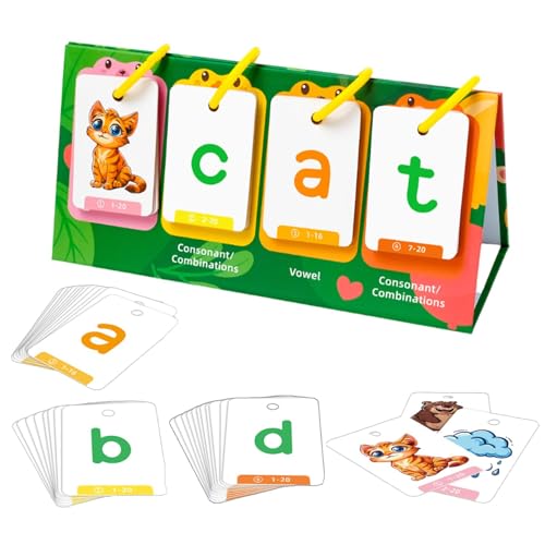 Phonics Flash Cards | Learn to Read Word Games for Preschoolers | Spelling and Reading Learning Games, 80-Card Word Builder Set for Kids, Teacher School Supplies for Classroom and Home von kivrimlarv