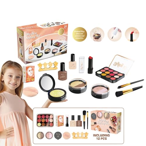 Pretend Makeup Kit, Fake Makeup Toys, Toy Makeups Set, Kids Beauty Play Set, Educational Makeups Play Kit, Makeup Kit Pretend Toy Makeups Imaginative Cosmetic Set for Kids 3 to 5 von kivrimlarv