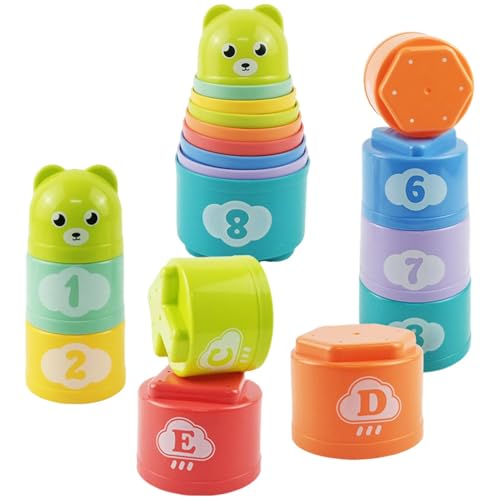 Stacking Cups Game, Early Education Stackings Toys, Colorful Bath Toys, Educational Number Letter Stackings Cups, Early Learning Stacking Cups, Bath Time Stacking Toys for Boys Girls Over 6 Months von kivrimlarv