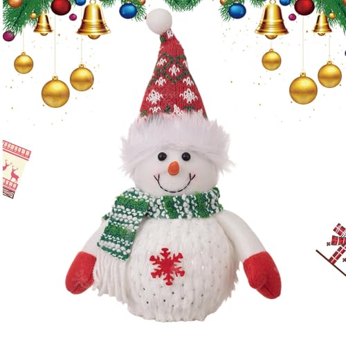 kivrimlarv Christmas Plush Snowman Toys, Lighted Snowman Figurine, Animated Plush Snowman, Soft Stuffed Snowman Toy, Christmas Snowman Decorations, Plush Snowman for Shelves, von kivrimlarv