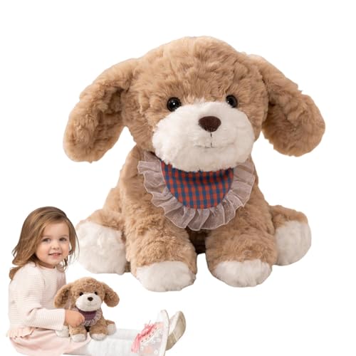 kivrimlarv Stuffed Puppy Dog Plush | 9.84-Inch Cute Puppy Toy | Cartoon Scarf Dog Plushie, Huggable Small Dog Stuffed Animal, Dog Plushies Throw Pillow, Small Dog Plush Toy for Girlfriends, von kivrimlarv