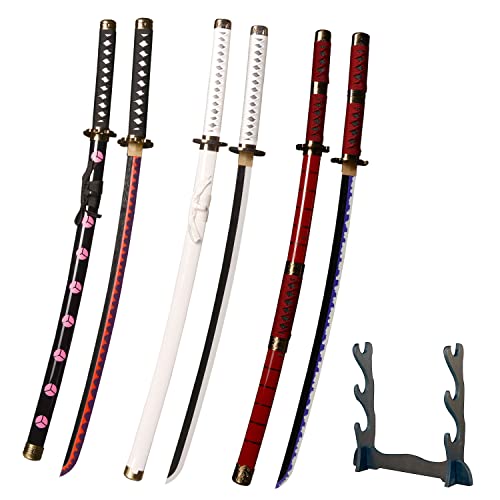 kljhld Bambus Anime, Cosplay Schwert, Roronoa Zoro dreiteiliges Set, Shusui Katana&Wado Ichimonji Katana&Sandai Kitetsu Katana 103cm/40 Zoll von kljhld