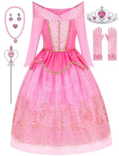 knemmy Mädchen Prinzessin Kostüm Halloween Dress Up Clothes für Geburtstag Weihnachten Cosplay Outfit von knemmy