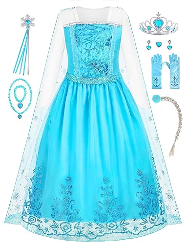 knemmy Mädchen Prinzessin Kleid für Kleinkinder Halloween Kostüm Cosplay Weihnachten Geburtstag Party Outfit, Blau von knemmy