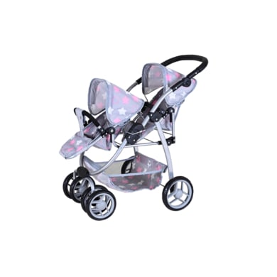 knorr toys® Zwillingspuppenwagen Milo, star grey pink von knorr toys®