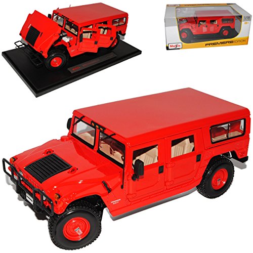 Hummer H1 H 1 Rot Station Wagon Kombi 1/18 Maisto Modellauto Modell Auto von koenig-tom