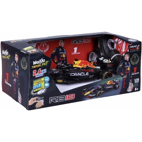 Maisto Tech R/C F1 Red Bull Racing RB18 (2023): Ferngesteuertes Auto im Maßstab 1:24, Originalgetreues Formel 1-Auto, 2,4 GHz, Pistolengriff-Steuerung, 23 cm, schwarz (582356) von Maisto