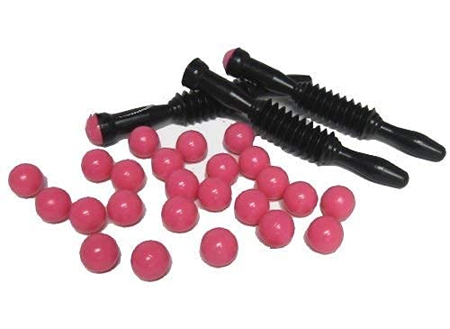 koenig-tom Bällebad24-3 x Bällebad PUMPGUN, Schwarz inkl. 27 Bällen in PINK, Druckluft Ball Pistole Pump Gun von koenig-tom