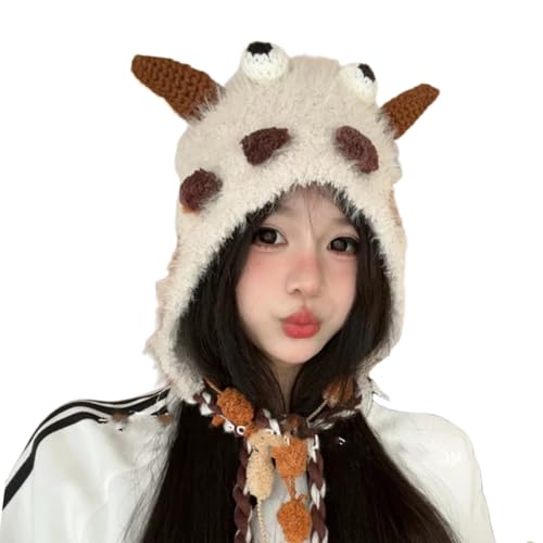 kokdid Cosplay Totenkopf Hut für Halloween Aktivität Häkelmütze mit Ohr Hut Pullover Cosplay Hut Teufel Schädel Caps 2000er Jahre von kokdid