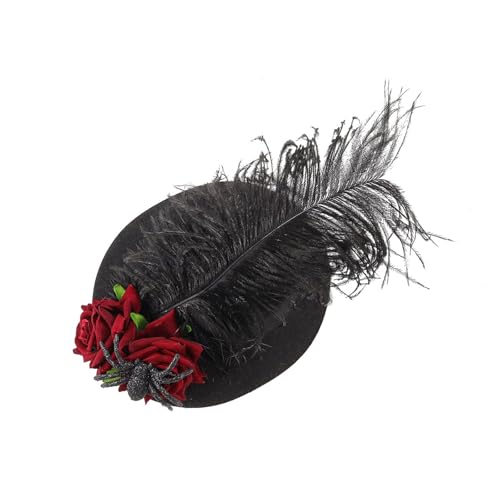 kokdid Dark Series Fascinator, Hut, Haarspange für Halloween, Rose, Blume, Hut, Haarnadel, Maskeraden, Kostüm, Haarspangen von kokdid