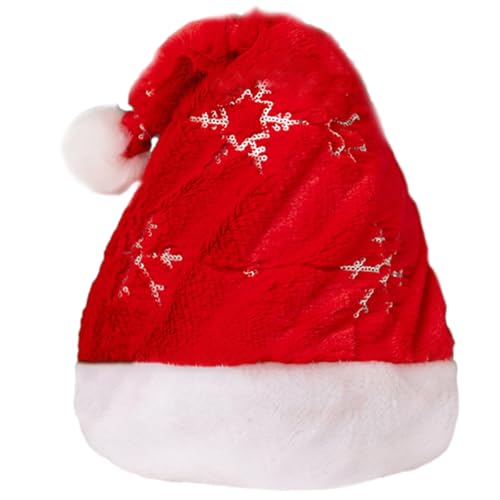 kokdid Fröhlich mit Pailletten Schneeflocke Plüschmütze Slouch Weihnachten Kopfbedeckung Baggy Hat Slouch Hat Mischievous Santa von kokdid