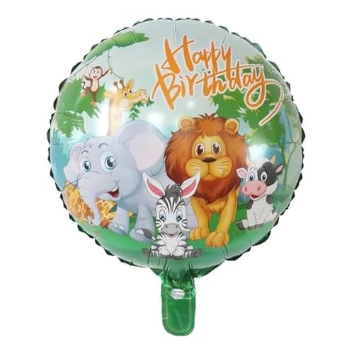 Folienballon für Helium oder Luft "Jungle Animals Happy Birthday" Luftballon Größe: 40cm Mädchen Junge Kindergeburtstag Party-Deko FOIL-015 von korifejus