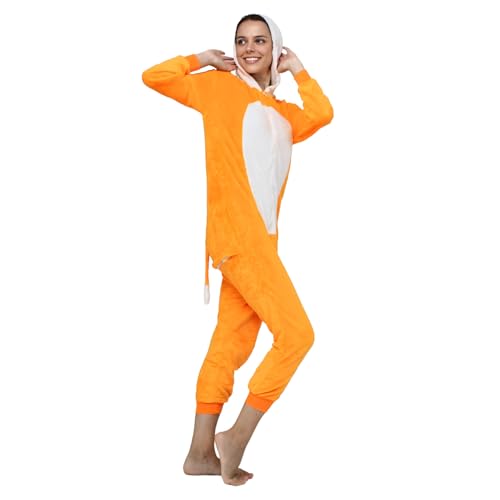 korifejus Erwachsenen Rollenspiel Einteiler – Plüsch Tierkostüm Jumpsuit für Karneval, Halloween und gemütliche Nächte (110cm, FOX) von korifejus