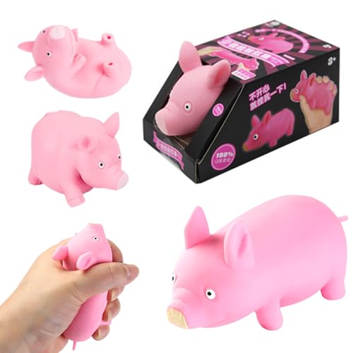 3 Stück Anti Stress Schwein Spielzeug, Stress Schwein Quetschspielzeug aus TPR, Rosa Dekompressions Schwein Stressabbau, Schwein Squeeze Toy für Erwachsene und Kinder von korsaot