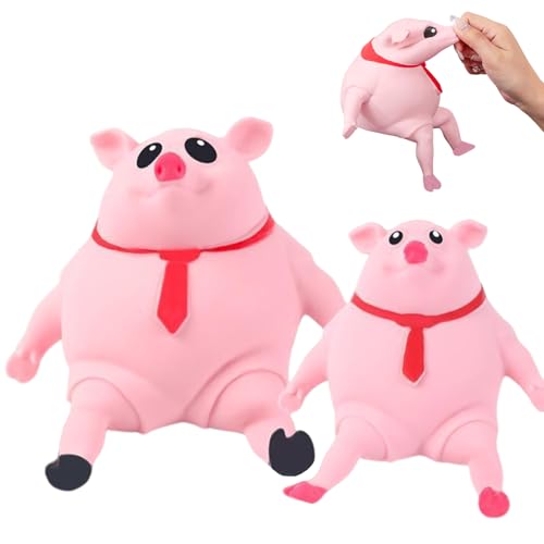 Anti Stress Schwein Spielzeug, Stress Schwein Quetschspielzeug aus TPR, Lustiges Fidget Spielzeug für Kinder & Erwachsene, Dekompressions Schwein Stressabbau, Schwein Squeeze Toy (S+M) von korsaot