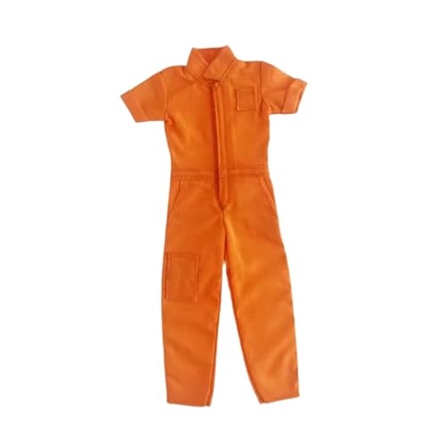 kowaku 1/12 Kurzärmelige Overalls Miniaturkleidung, Cosplay Casual Fashion Overalls für 6'' männliche Puppen Figurenzubehör, Orange von kowaku