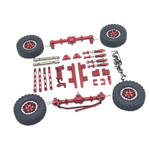 kowaku 1/12 Vorder- und Hinterachse Set Upgrades Kit Ersatzteil Pleuel Spurstange Sitz Antriebswelle Pedal für LC79 MN82 RC Auto DIY, ROT von kowaku