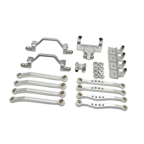 kowaku 1/16 RC-Upgrade-Kit, Lenkgestängesatz, Ersatz-Lenkservohalterung aus Metall, Stoßdämpferhalterungsteil aus Metall für RC-Auto DIY, Silber von kowaku