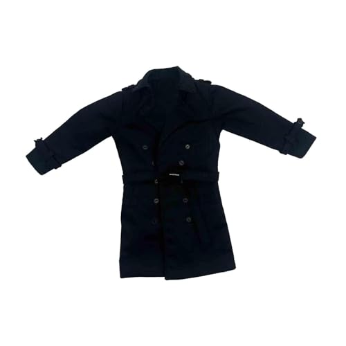 kowaku 1/6 Frauen Trenchcoat Miniatur Kleidung handgemachte Puppe Kleidung Wind Mantel für 12" weibliche Action-Figuren verkleiden Zubehör, Schwarz von kowaku