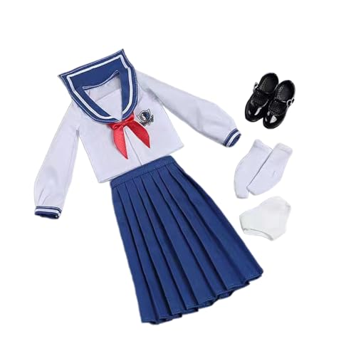 kowaku 1/6 Scale Figure Doll Schuluniform-Set Kostüm Langarm-Oberteil-Set Outfit Cosplay für 12'' weibliche Actionfiguren Körper, BLAU von kowaku