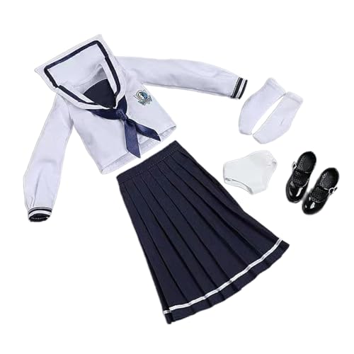 kowaku 1/6 Scale Figure Doll Schuluniform-Set Kostüm Langarm-Oberteil-Set Outfit Cosplay für 12'' weibliche Actionfiguren Körper, Dunkelblau von kowaku