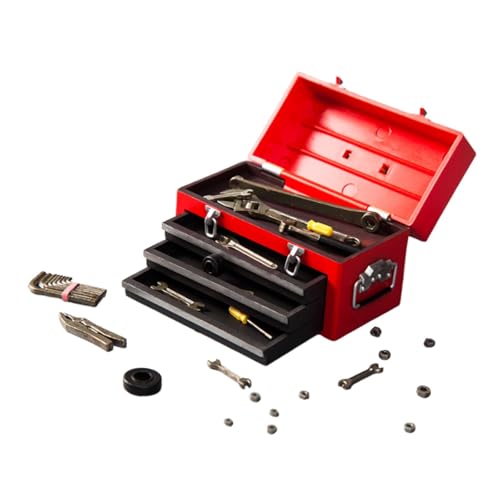 kowaku 1/6 Werkzeugkoffer Tools Speicher Miniaturmodell Mini Möbel für 12 "Zahlen Körperpuppenmodell, Rot von kowaku