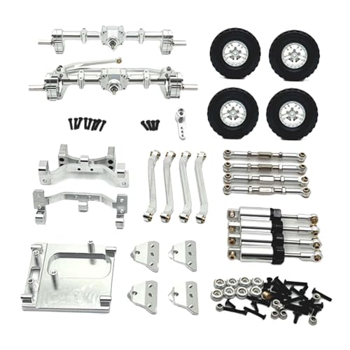 kowaku 1:12 Vorder- und Hinterachse Montage Upgrades Kit Ersatzteil Stoßdämpferhalterung für MN99S Modell LKW DIY Modifizierte LKW Hobby Auto, Silber von kowaku