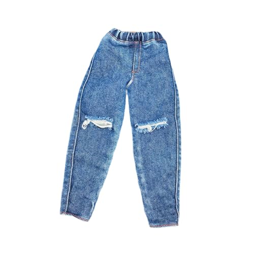 kowaku 1:6 Actionfiguren Jeans Puppenkleidung, Geschenke für Kinder und Erwachsene, stylisches Cosplay Model Puppendekor, weiche Outfits 12" Figurhose, blau zerrissen von kowaku