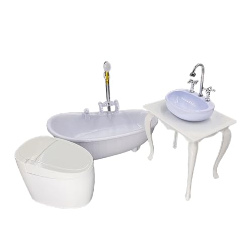 kowaku 1:6 Badezimmerzubehör, Miniaturbadewanne, Toilette, Waschtischmodell, Puppenhaus-Sammelset, Spielzeug für 12-Zoll-Actionfiguren von kowaku