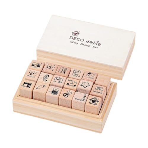 kowaku 18-teiliges Tagebuch-Stempel-Set, Mini-Stempel, Holzstempel, Holzstempel für Happy Planner von kowaku