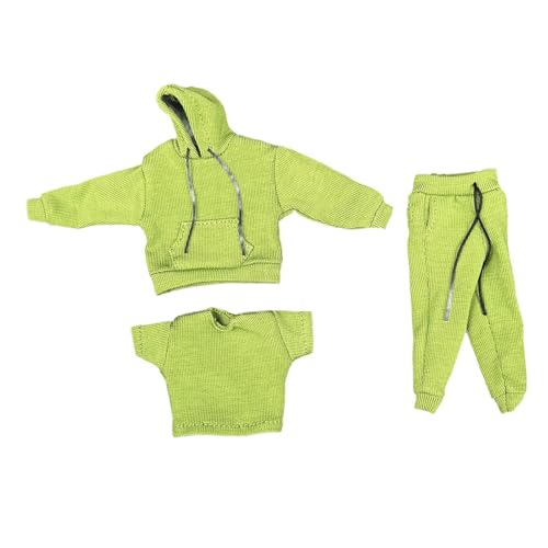 kowaku 3-teiliges modisches 1/12 Sweatshirt, Hose, T-Shirt, Miniatur-Puppenkostüm für 6-Zoll-Figuren, Ankleidezubehör von kowaku