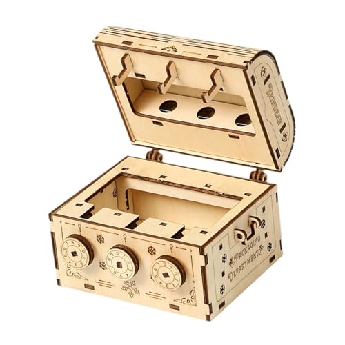 kowaku 3D Holzpuzzle Passwortbox DIY Mechanische Schatzkiste Spardose Ornament Schatzkiste für Sammlerstücke Kinder Mädchen von kowaku