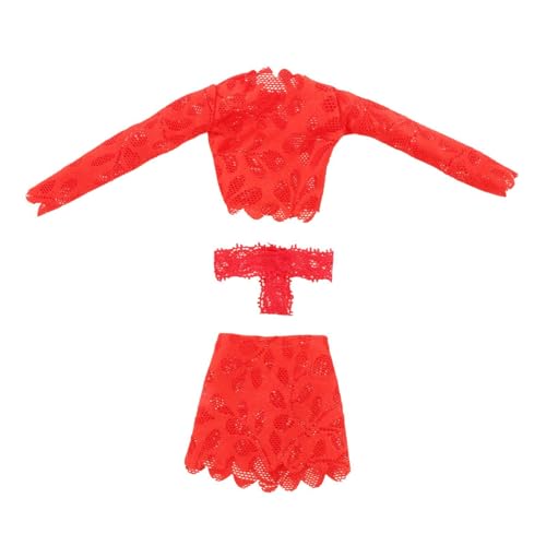 kowaku 3X Fashion 1/6 Top und Hüftrock - -Kleidungsstück handgefertigtes Puppenkleidung Kostüm für 12 ", Rot von kowaku