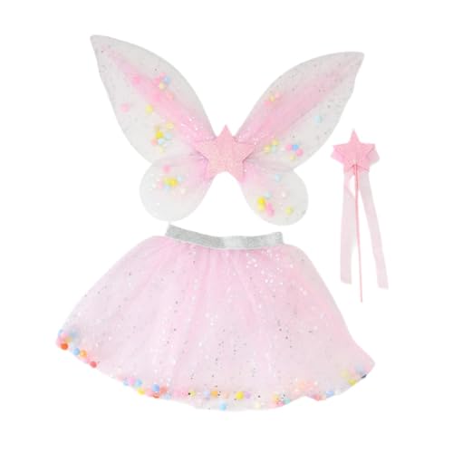 kowaku 3X Mädchen Tutu Rock und Set Kinder Rollenspiel Schmetterling Kostüme, Rosa von kowaku