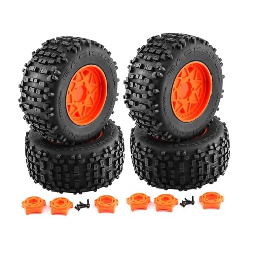 kowaku 4 Stück RC-Autoräder und -Reifen, Gummireifen, DIY-modifizierter Ersatz für RC-Crawler-Autoreifen für 1/8 RC-Auto, DIY-Zubehör auf der Straße, Orange, Stil b von kowaku