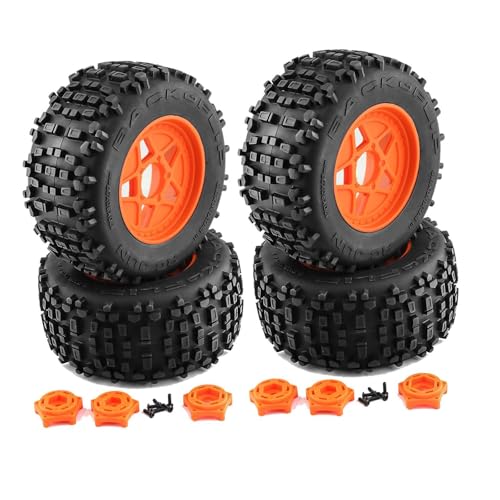 kowaku 4 Stück RC-Autoräder und -Reifen, Gummireifen, DIY-modifizierter Ersatz für RC-Crawler-Autoreifen für 1/8 RC-Auto, DIY-Zubehör auf der Straße, Orange, Stil b von kowaku