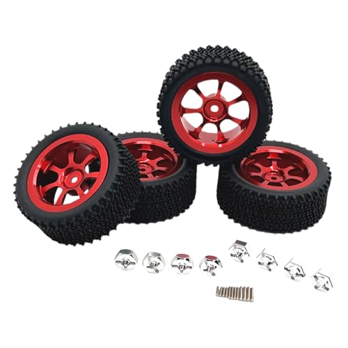 kowaku 4-teilige RC-Räder und -Reifen, RC-Reifen und -Felgen, Ersatzteile, Ersatz für RC-Upgrade-Teile für Wltoys 1/14 RC-Auto, DIY-modifiziert, Rot von kowaku