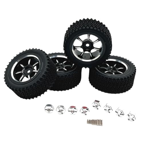 kowaku 4-teilige RC-Räder und -Reifen, RC-Reifen und -Felgen, Ersatzteile, Ersatz für RC-Upgrade-Teile für Wltoys 1/14 RC-Auto, DIY-modifiziert, Schwarz von kowaku