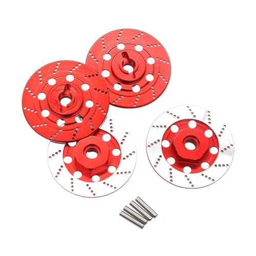 kowaku 4X RC Bremsscheibe Hex Hub Felge Reifen Bremsscheibe Bremsscheibe Dekoration für 1/10 Modell Auto, Rot von kowaku