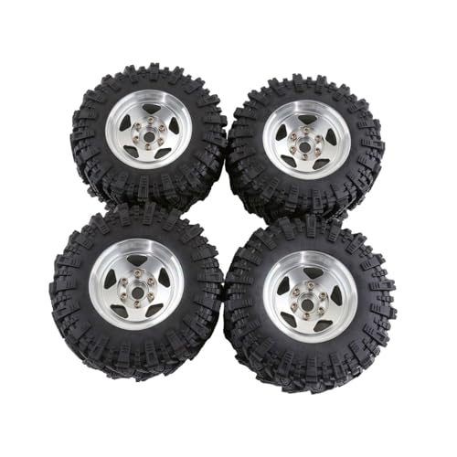 kowaku 4X RC-Car-Räder und -Reifen ersetzen Ersatzteile Robustes RC-Crawler-Car-Reifen RC-Teil für 1/12 RC-Crawler-Car-Zubehör, Silbrig von kowaku