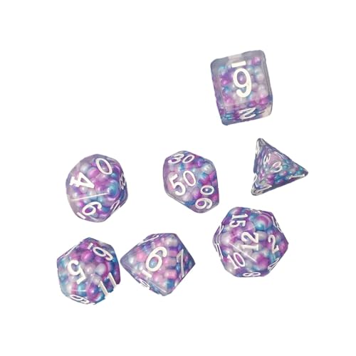 kowaku 7Pcs Polyedrische Würfel D4 und D6 D8 D10 D12 D20 Harz Mehrseitige Würfel für Party Zubehör Brettspiel Rolle Spielen Geschenk, violett von kowaku