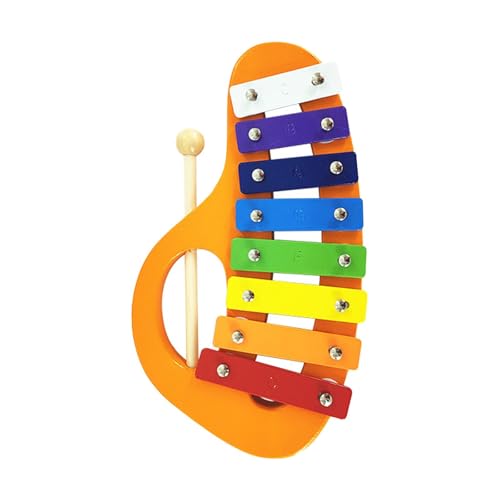 kowaku 8 Noten, buntes Xylophon aus Holz, Musikinstrument, Handschlaginstrument, Regenbogen-Holz, Glockenspiel für Kinder, Mädchen, Jungen, Anfänger, Orange von kowaku