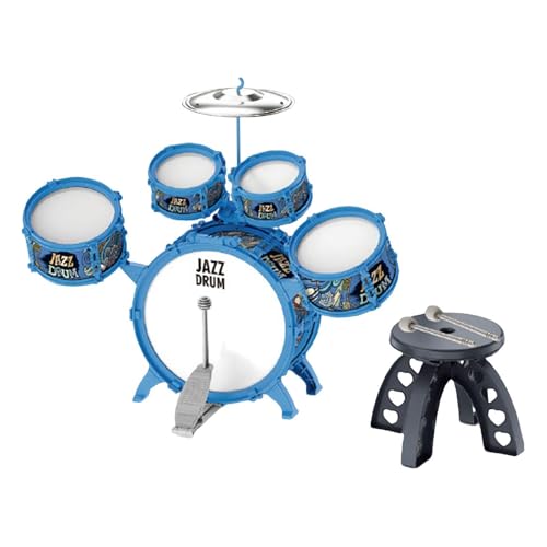 kowaku Anfänger Kinder Trommel Set mit Hocker Musikinstrument Entwicklung Spielzeug Sensorisches Spielzeug für Geburtstagsgeschenk Kinder Kindergarten , Blau von kowaku