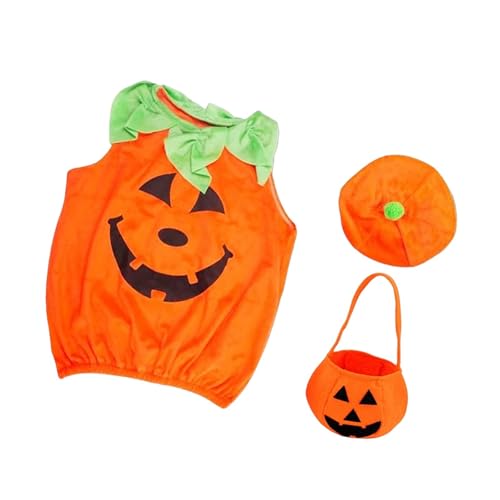 kowaku Bequemes Halloween-Kürbiskostüm für Babys mit Hut für Rollenspiele auf Mottopartys, mit Tasche von kowaku