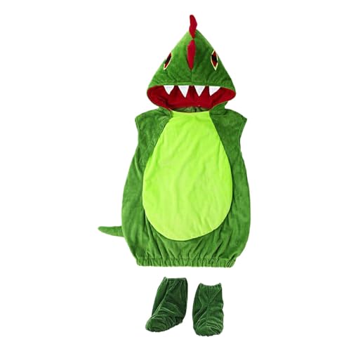 kowaku Dinosaurier-Kostüm für Kinder mit Kapuze, Party-Outfit für Festivals, Halloween-Mottopartys, Green M von kowaku