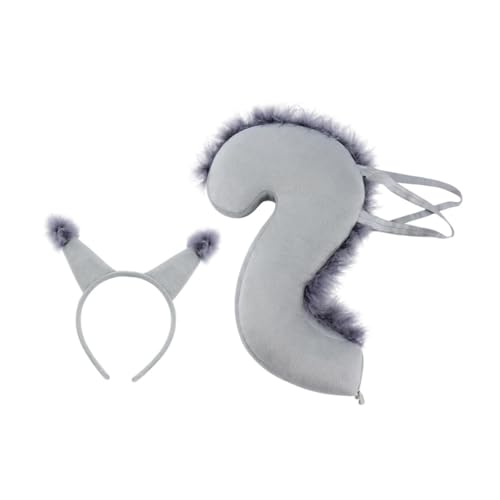 kowaku Eichhörnchen-Ohren und Schwanz-Set, Cosplay-Haarreif für Maskerade, Halloween, Geburtstag, Grau kowaku Eichhörnchen-Ohren und Schwanz-Set, Cosplay-Haarreif für Maskerade, Halloween, Geburtstag, Grau von kowaku